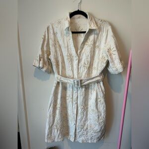 Anthropology Solitaire dress cream eyelet